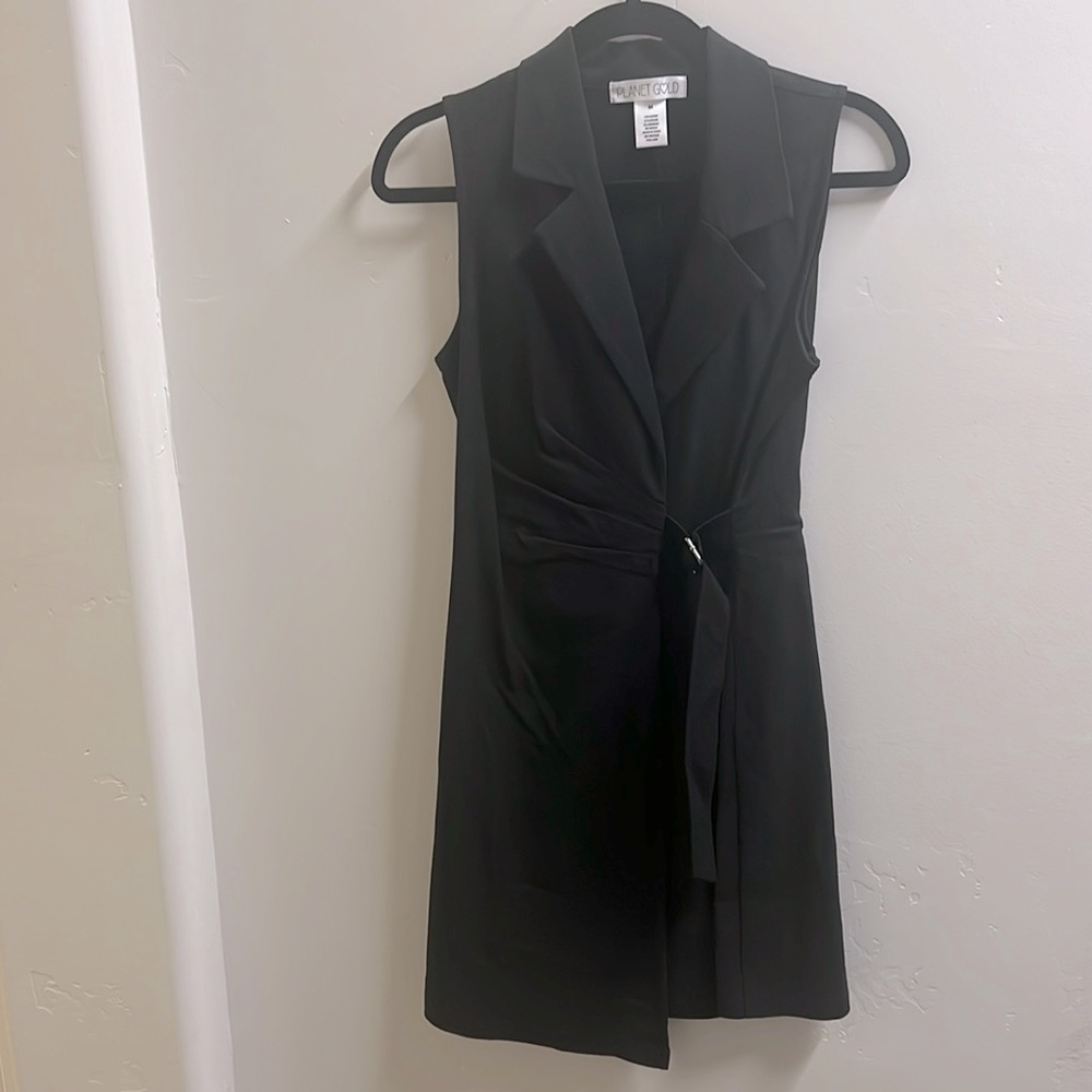 Black wrap, front mini dress